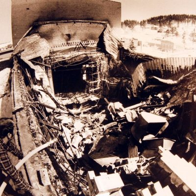 Image of Homestake Opera House fire damage.